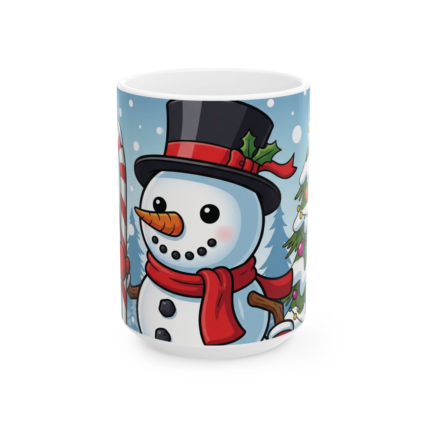 Winter Wonderland Ceramic Mug - Cute Snowman & Christmas Tree Design, Holiday Gift, Cozy Decor, Coffee Cup, Festive Kitchenware
