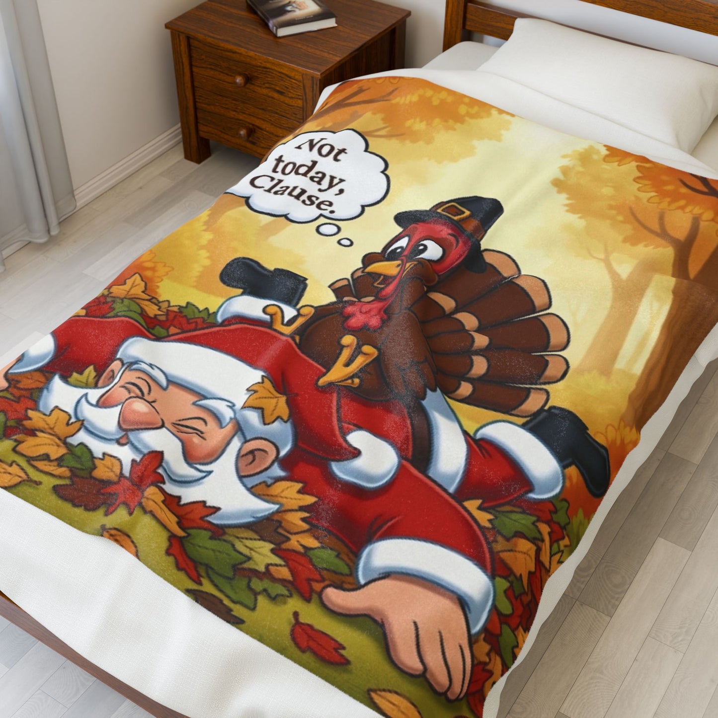 Thanksgiving Velveteen Plush Blanket, Cozy Holiday Decor, Autumn Throw, Funny Turkey Design, Gift for Family