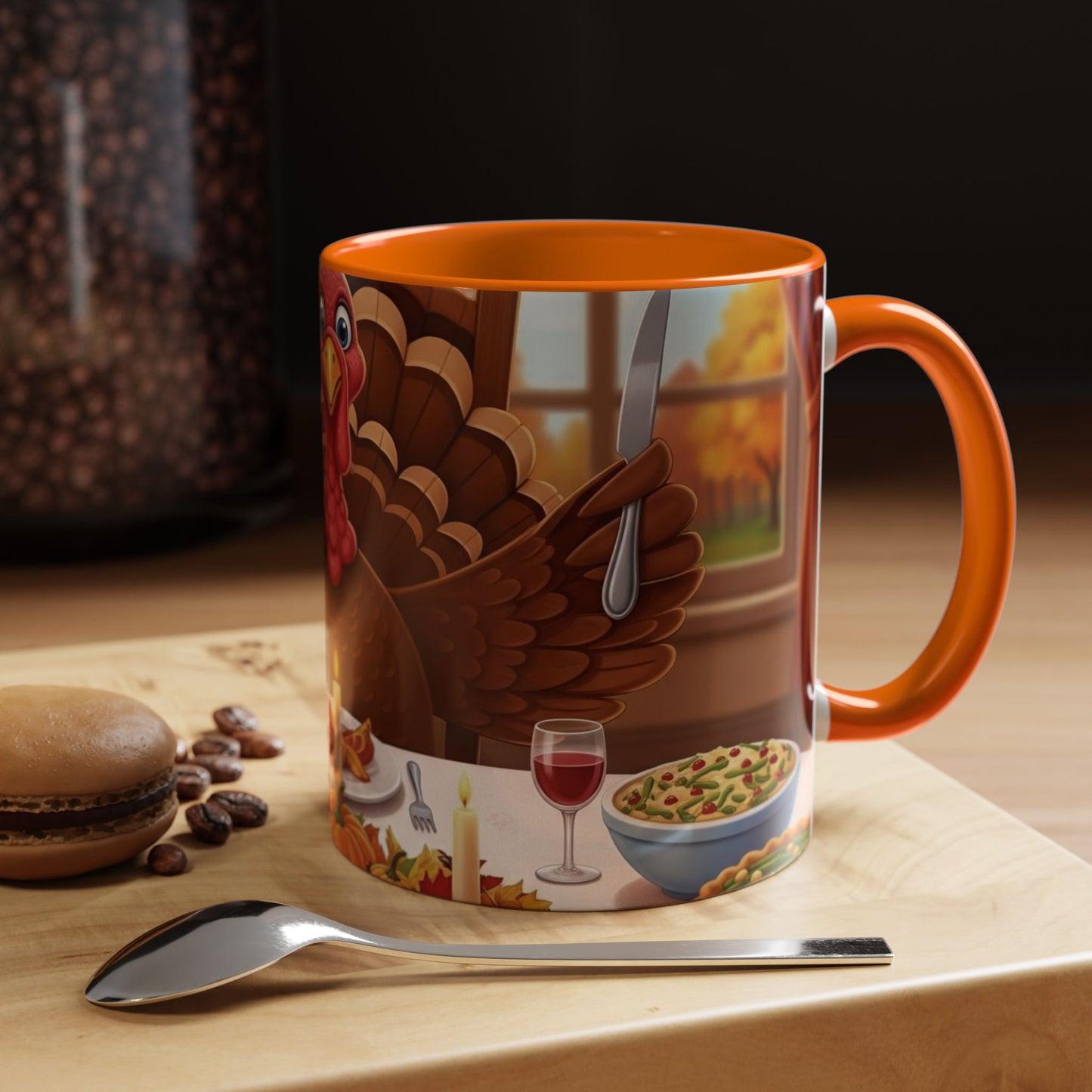 Thanksgiving Turkey Accent Coffee Mug - Holiday Decor, Gift for Friends, Family Gatherings, Festive Coffee Lover, Autumn Celebration