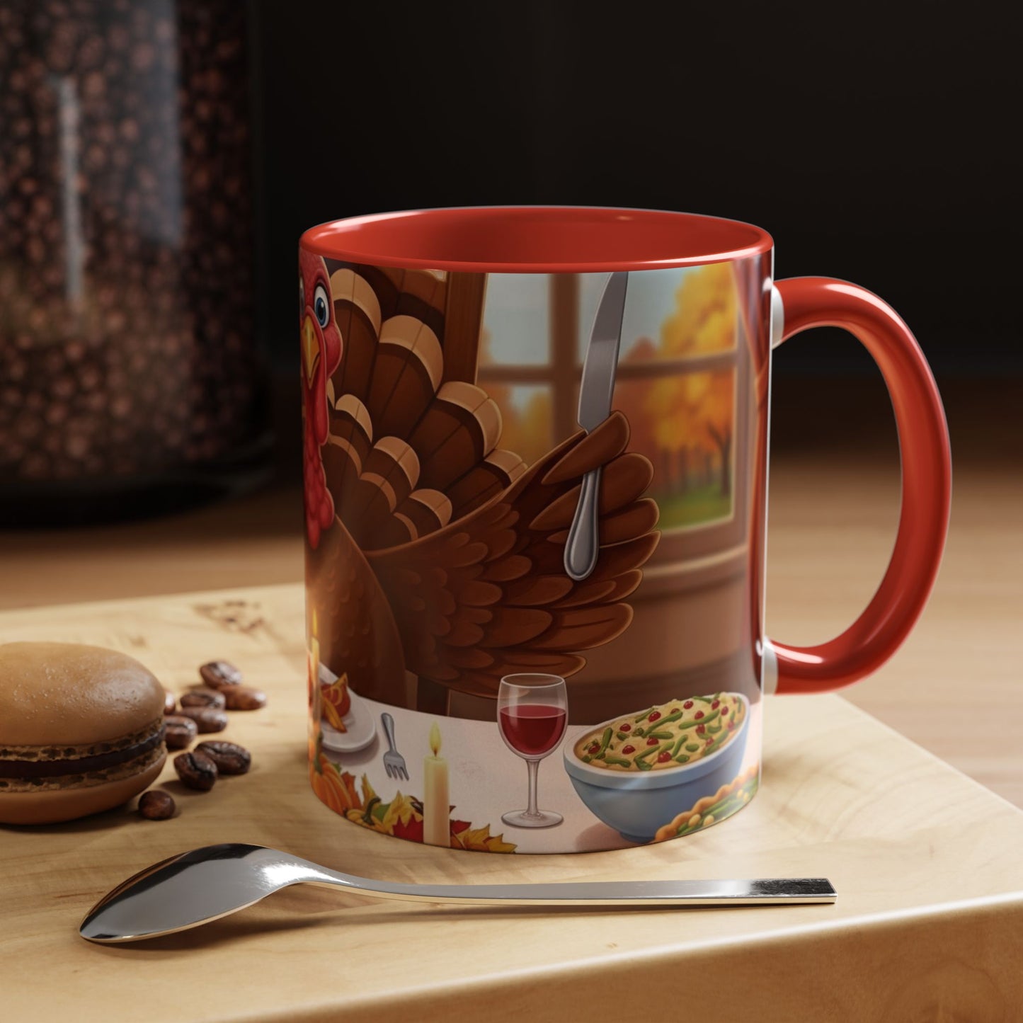 Thanksgiving Turkey Accent Coffee Mug - Holiday Decor, Gift for Friends, Family Gatherings, Festive Coffee Lover, Autumn Celebration