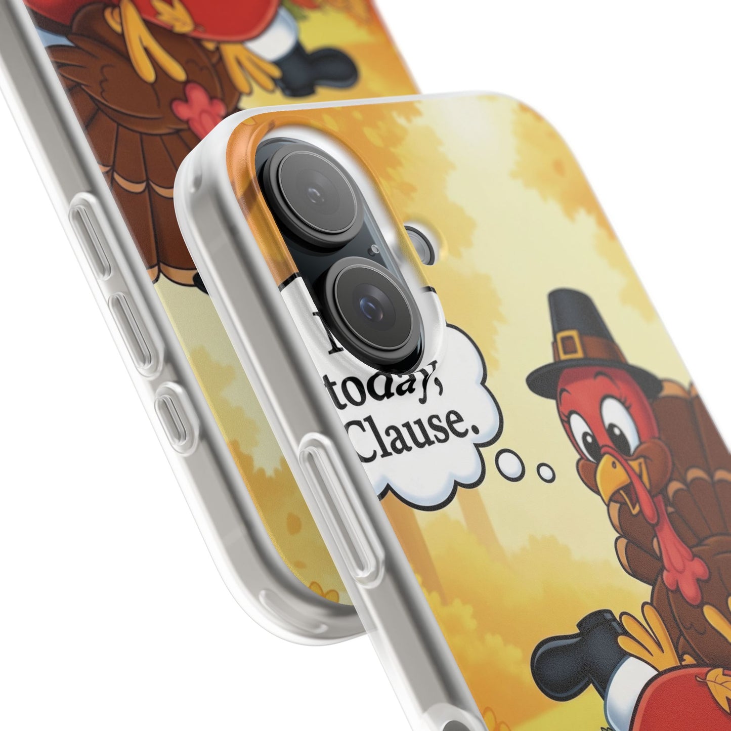 Thanksgiving Flexi Case - Funny Turkey & Santa Design, Holiday Phone Cover, Cute Gift for Thanksgiving, Fall Decor, Unique Phone Accessory