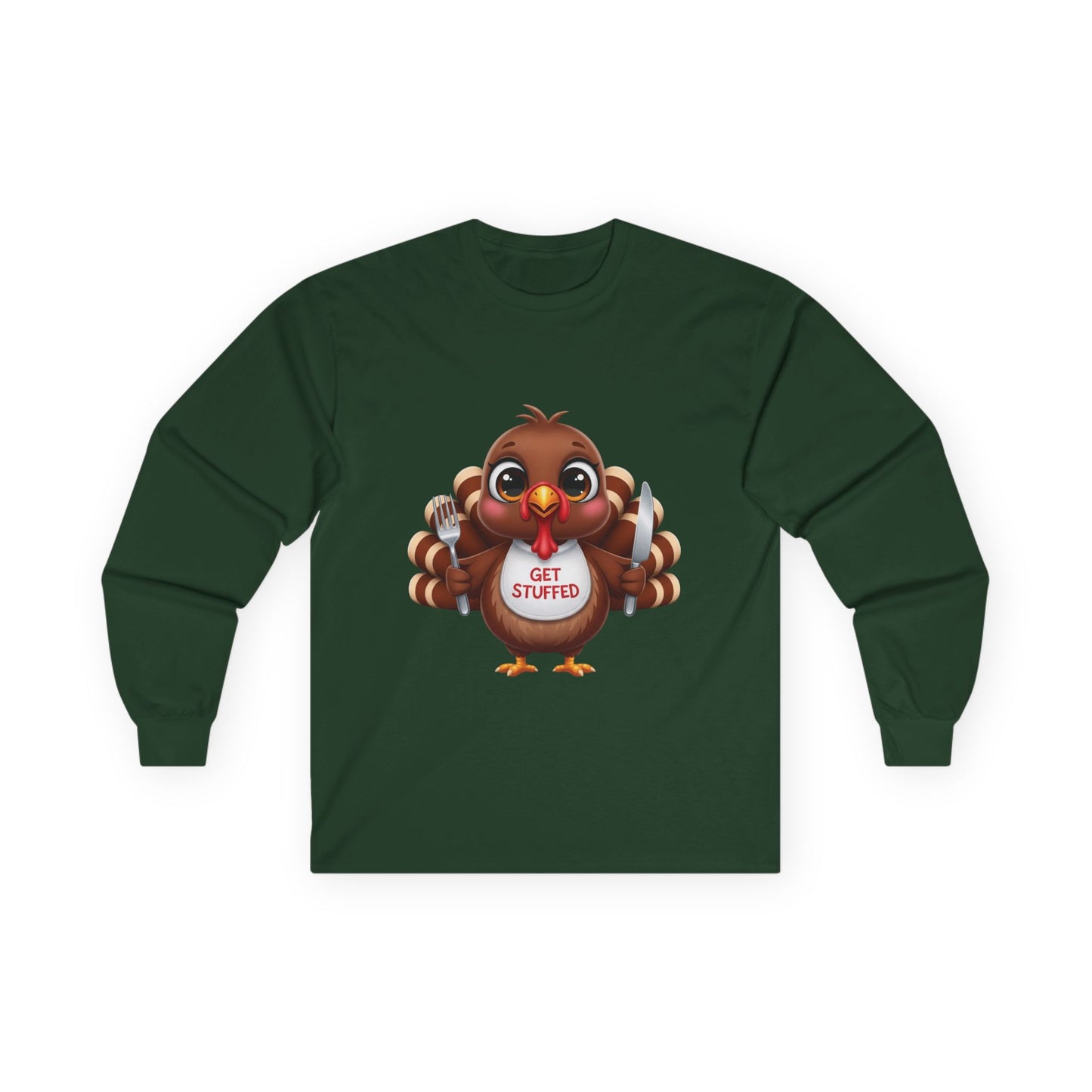 Thanksgiving Long Sleeve Tee, Holiday Shirt, Turkey Graphic Tee, Family Gathering Outfit, Autumn Apparel, Get Stuffed Shirt