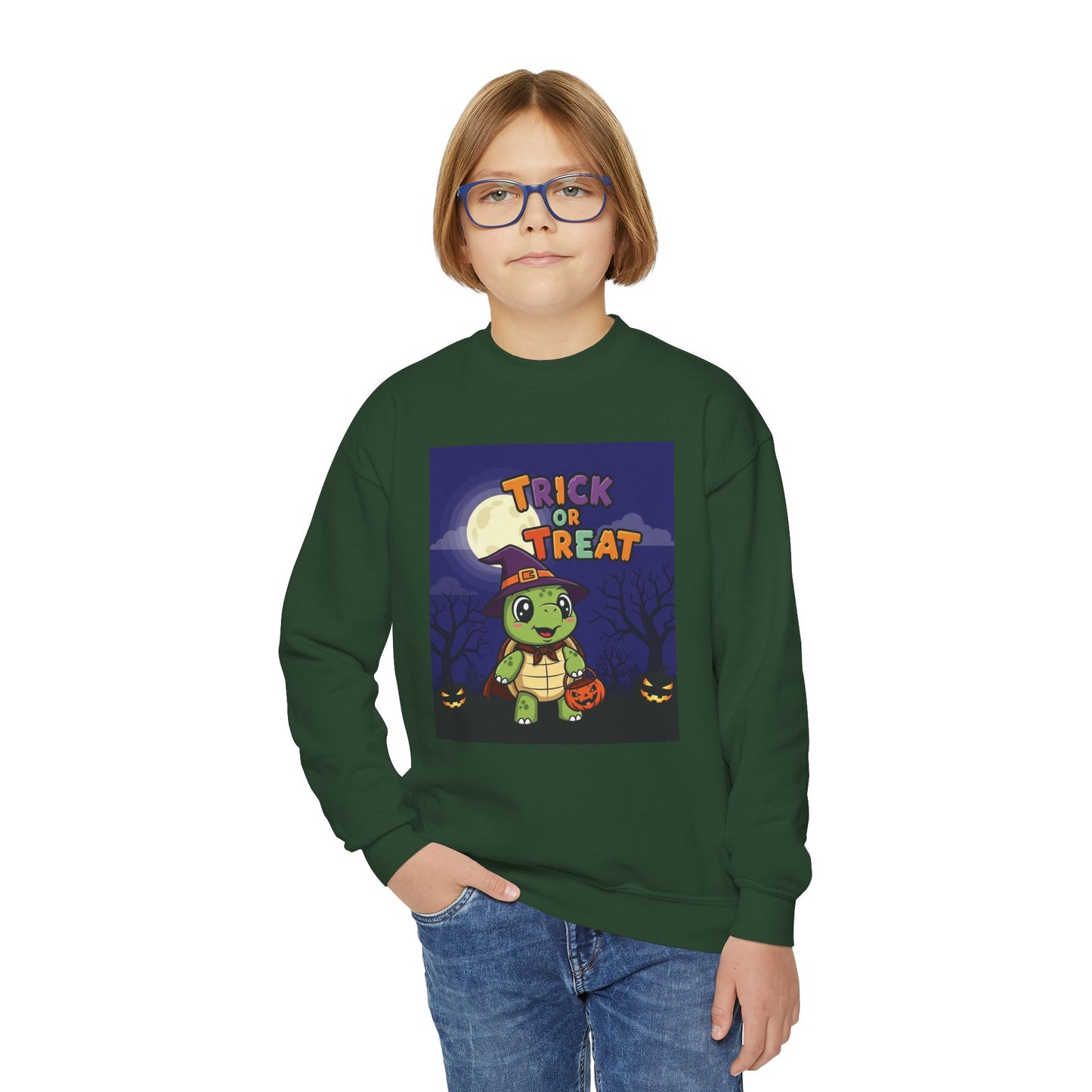 Youth Halloween Crewneck Sweatshirt, Trick or Treat Sweatshirt, Kids Halloween Apparel, Cozy Fall Fashion, Spooky Season Gift