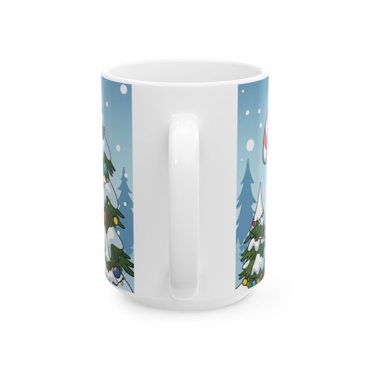 Winter Wonderland Ceramic Mug - Cute Snowman & Christmas Tree Design, Holiday Gift, Cozy Decor, Coffee Cup, Festive Kitchenware