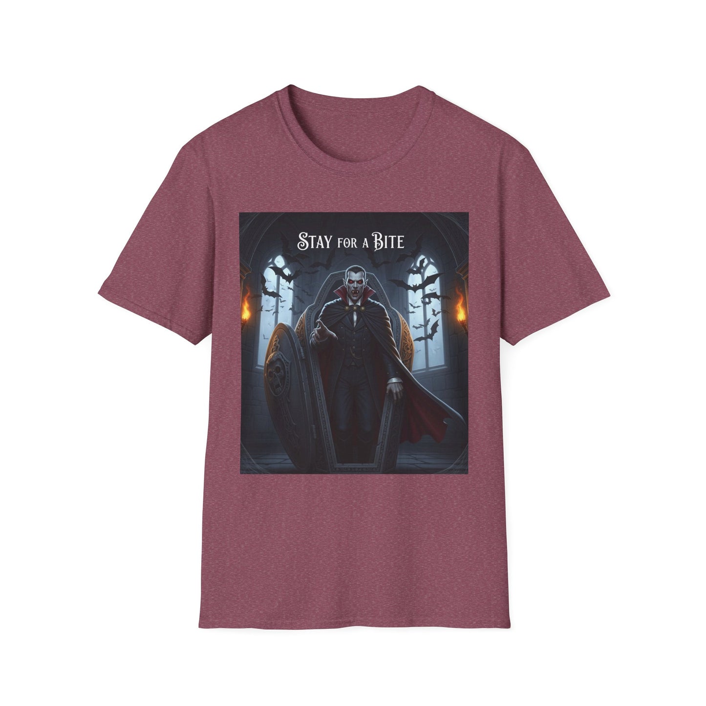 Halloween Vampire Graphic T-Shirt, Unisex Softstyle Tee for Spooky Season, Perfect for Parties, Costumes, or Gifts