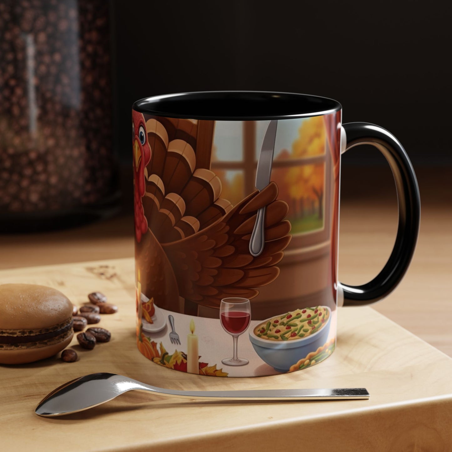 Thanksgiving Turkey Accent Coffee Mug - Holiday Decor, Gift for Friends, Family Gatherings, Festive Coffee Lover, Autumn Celebration