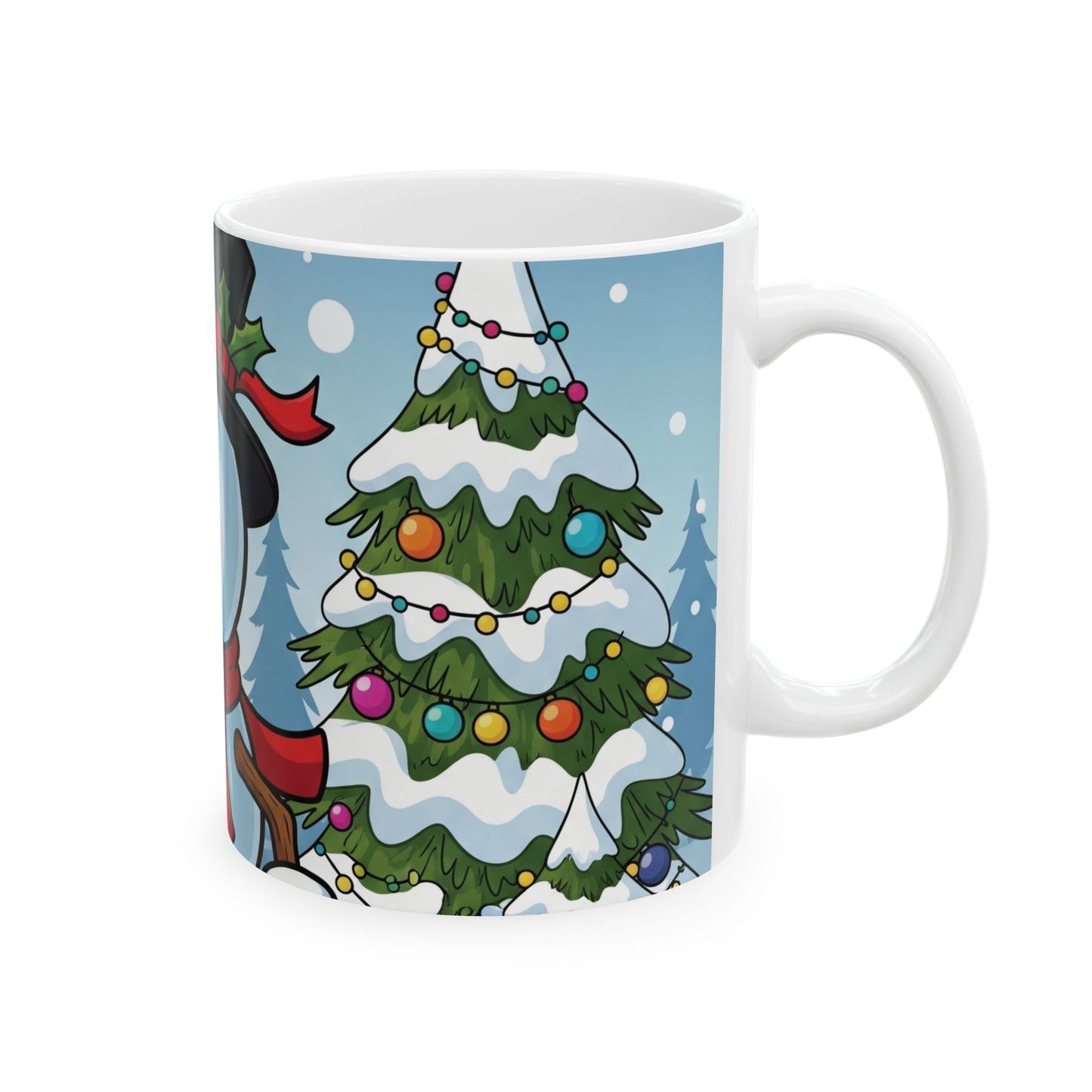 Winter Wonderland Ceramic Mug - Cute Snowman & Christmas Tree Design, Holiday Gift, Cozy Decor, Coffee Cup, Festive Kitchenware
