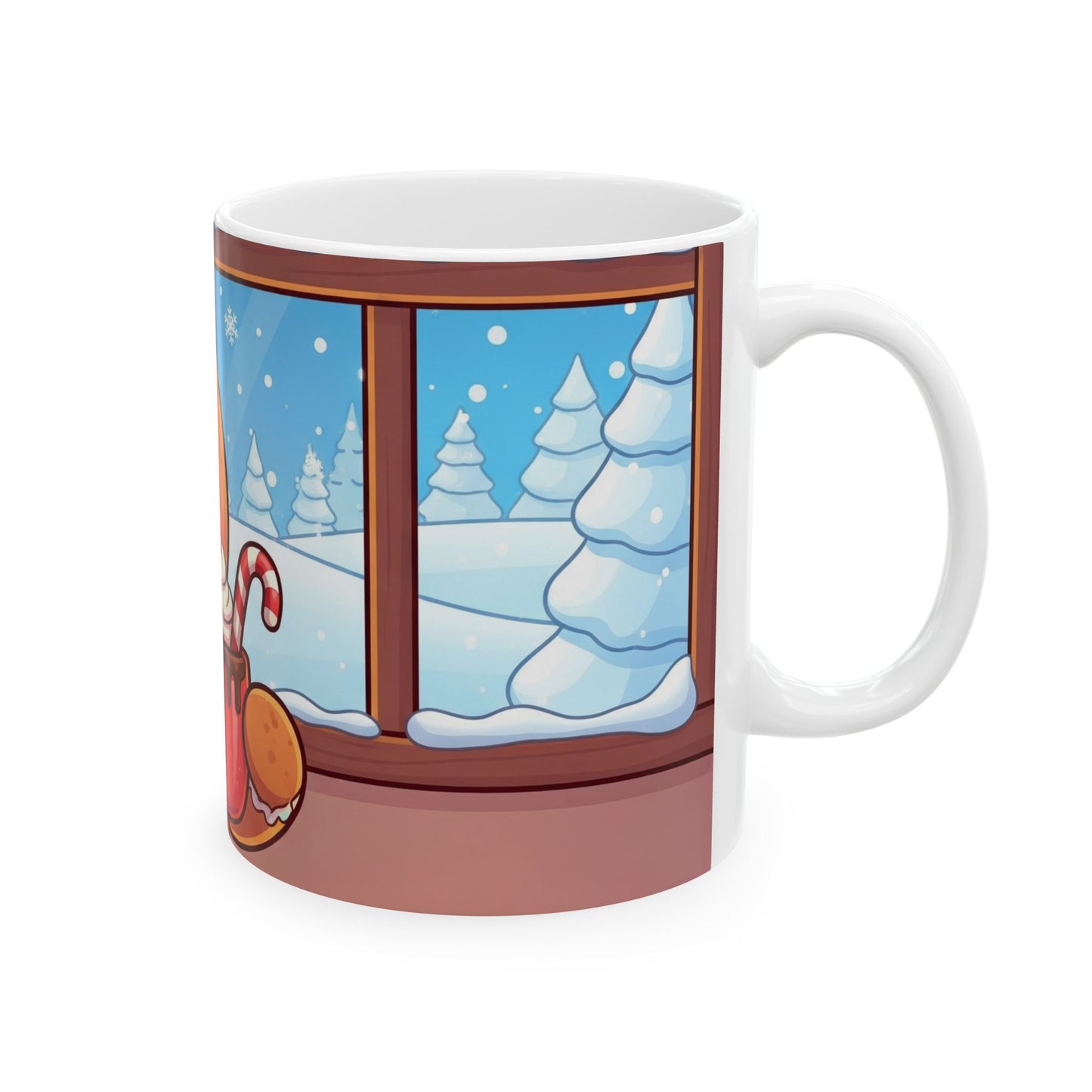 Cozy Gingerbread Mug - Winter Hot Cocoa Cup, Christmas Gift, Holiday Tea Mug, Cute Kitchen Decor, Festive Hot Drinkware