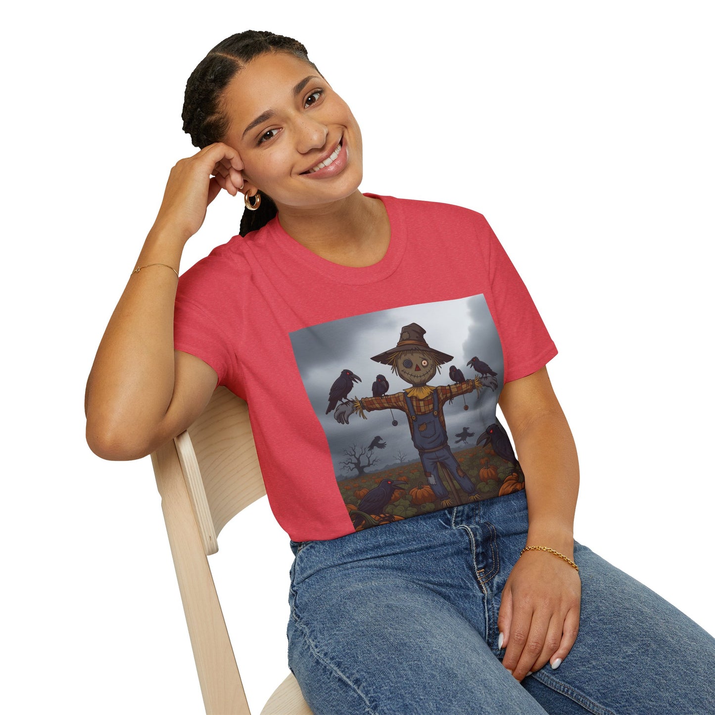 Halloween Scarecrow T-Shirt - Spooky Vibes, Fall Fashion, Unisex Halloween Gift, October Party Tee, Harvest Celebration Wear
