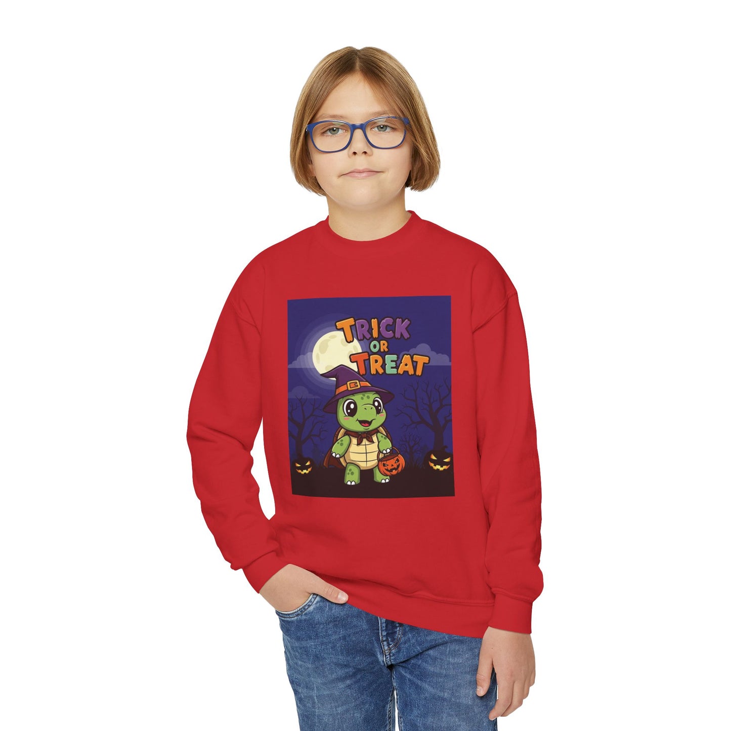 Youth Halloween Crewneck Sweatshirt, Trick or Treat Sweatshirt, Kids Halloween Apparel, Cozy Fall Fashion, Spooky Season Gift