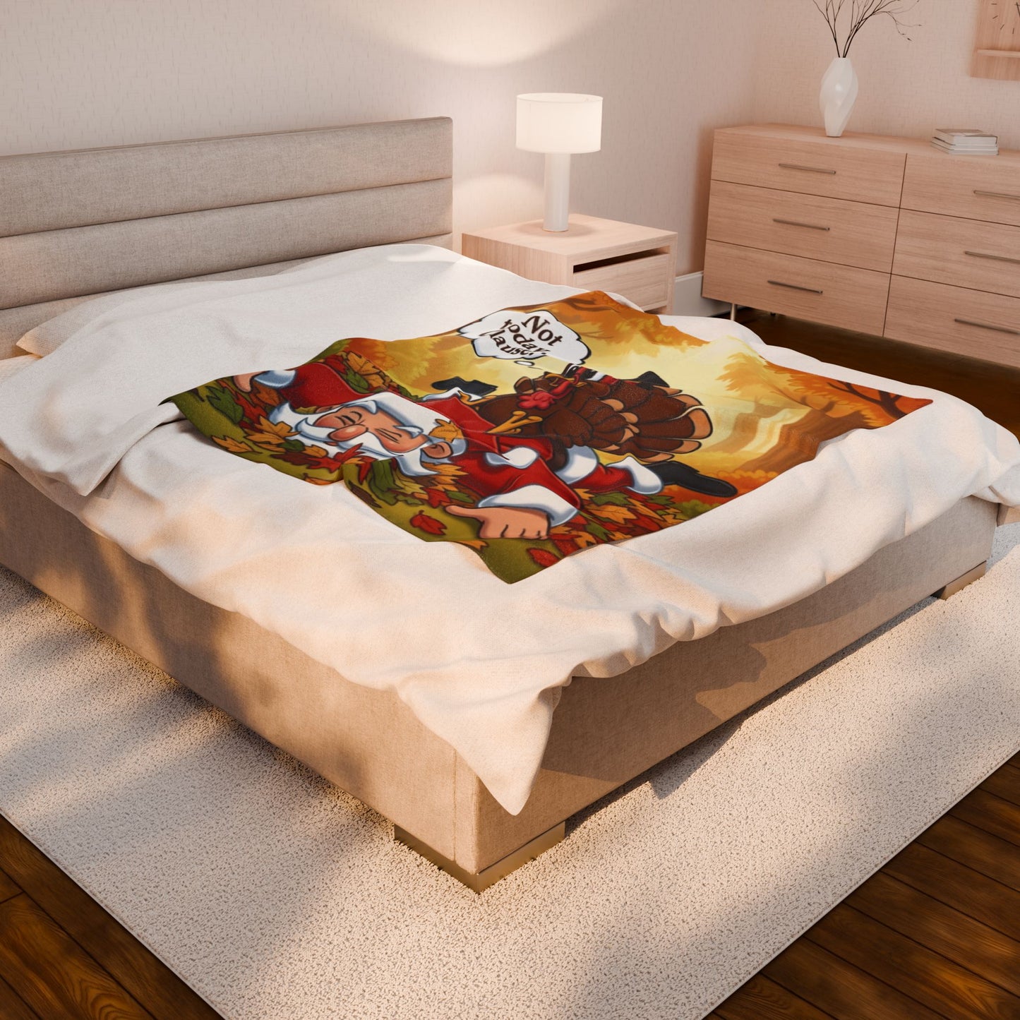 Thanksgiving Velveteen Plush Blanket, Cozy Holiday Decor, Autumn Throw, Funny Turkey Design, Gift for Family