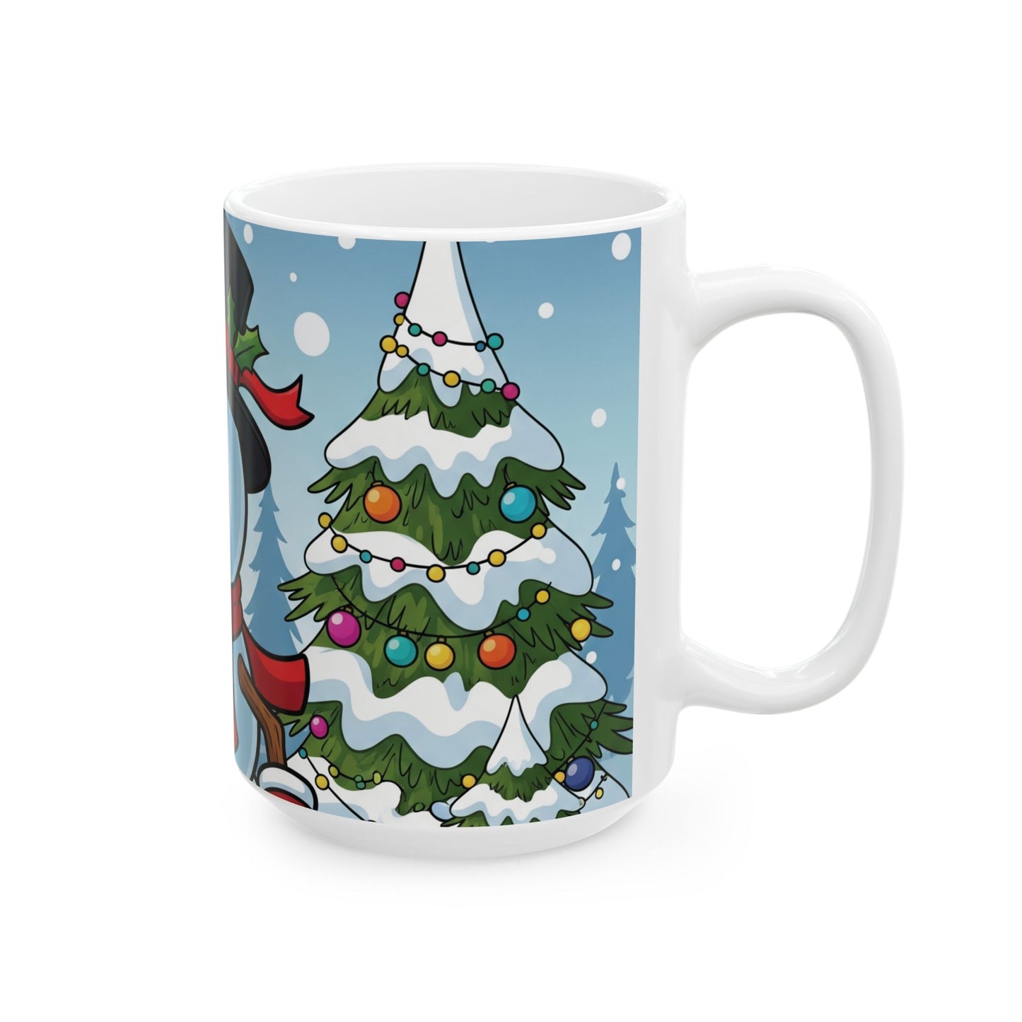 Winter Wonderland Ceramic Mug - Cute Snowman & Christmas Tree Design, Holiday Gift, Cozy Decor, Coffee Cup, Festive Kitchenware