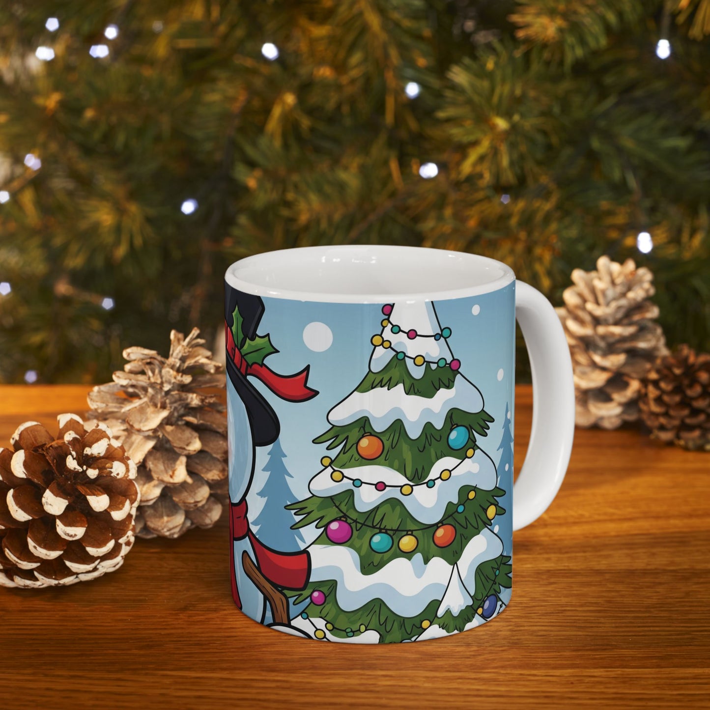 Winter Wonderland Ceramic Mug - Cute Snowman & Christmas Tree Design, Holiday Gift, Cozy Decor, Coffee Cup, Festive Kitchenware