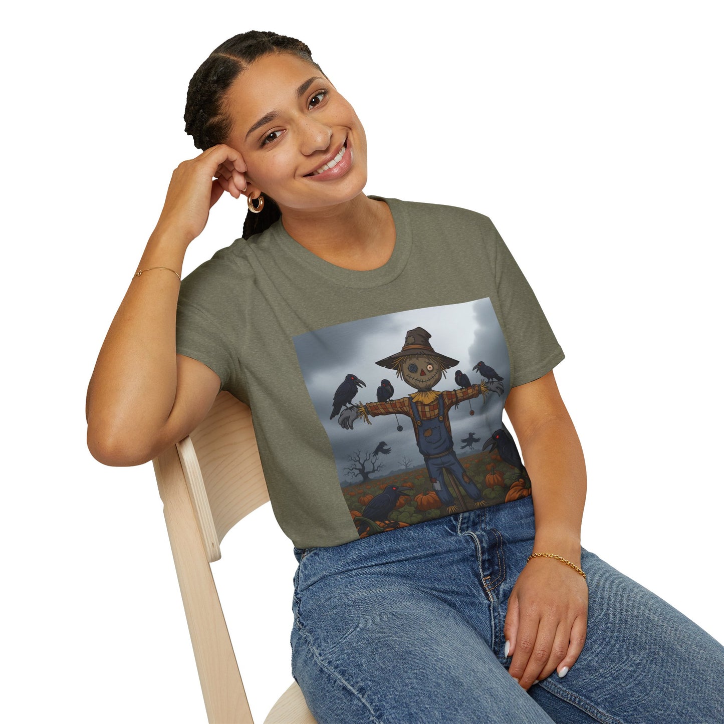 Halloween Scarecrow T-Shirt - Spooky Vibes, Fall Fashion, Unisex Halloween Gift, October Party Tee, Harvest Celebration Wear