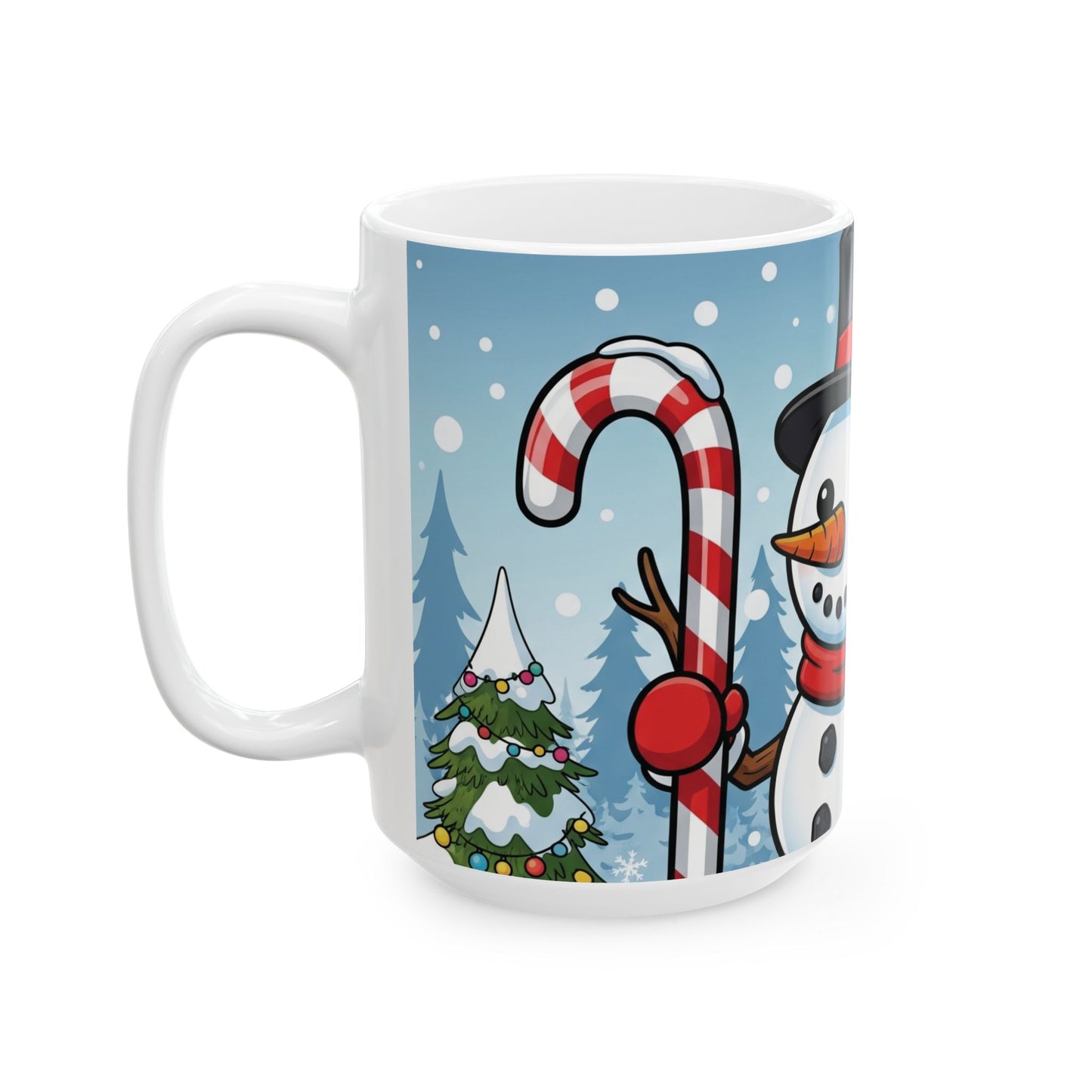 Winter Wonderland Ceramic Mug - Cute Snowman & Christmas Tree Design, Holiday Gift, Cozy Decor, Coffee Cup, Festive Kitchenware