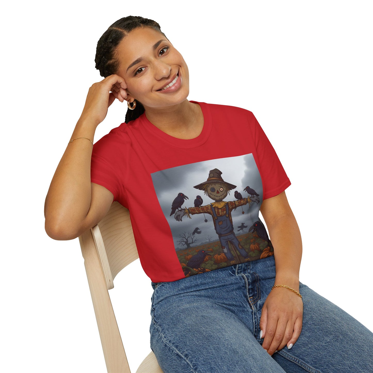 Halloween Scarecrow T-Shirt - Spooky Vibes, Fall Fashion, Unisex Halloween Gift, October Party Tee, Harvest Celebration Wear