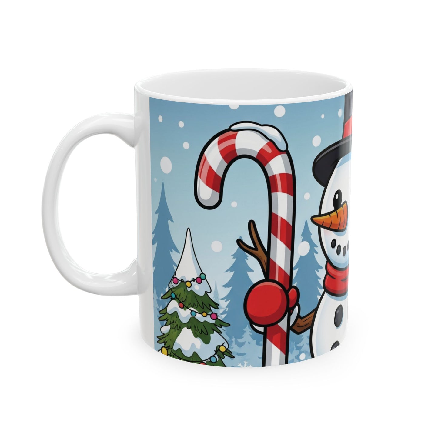 Winter Wonderland Ceramic Mug - Cute Snowman & Christmas Tree Design, Holiday Gift, Cozy Decor, Coffee Cup, Festive Kitchenware