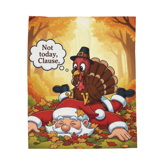 Thanksgiving Velveteen Plush Blanket, Cozy Holiday Decor, Autumn Throw, Funny Turkey Design, Gift for Family