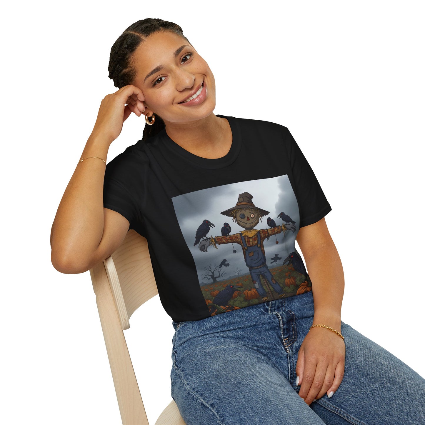 Halloween Scarecrow T-Shirt - Spooky Vibes, Fall Fashion, Unisex Halloween Gift, October Party Tee, Harvest Celebration Wear