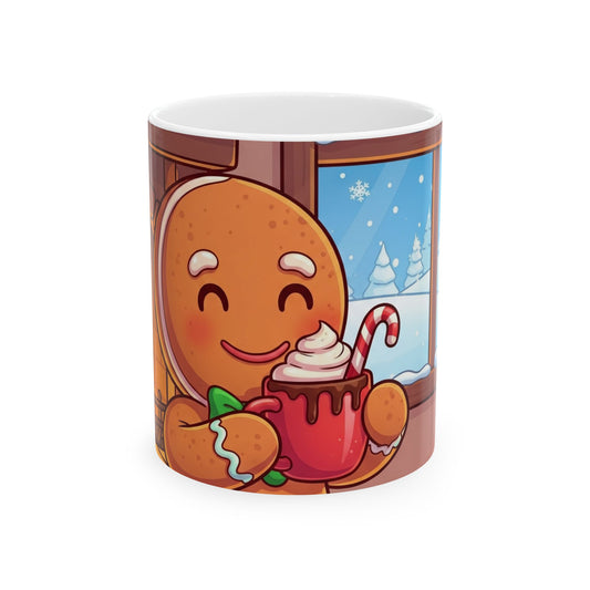 Cozy Gingerbread Mug - Winter Hot Cocoa Cup, Christmas Gift, Holiday Tea Mug, Cute Kitchen Decor, Festive Hot Drinkware