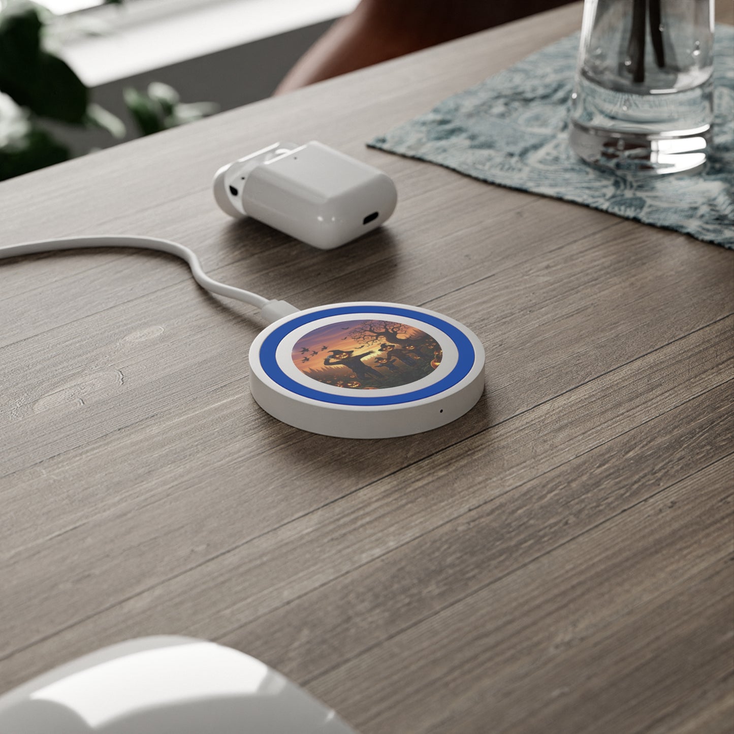 Scary Autumn Wireless Charging Pad, Halloween Decor, Pumpkin Charging Station, Fall Gift, Cute Phone Accessory