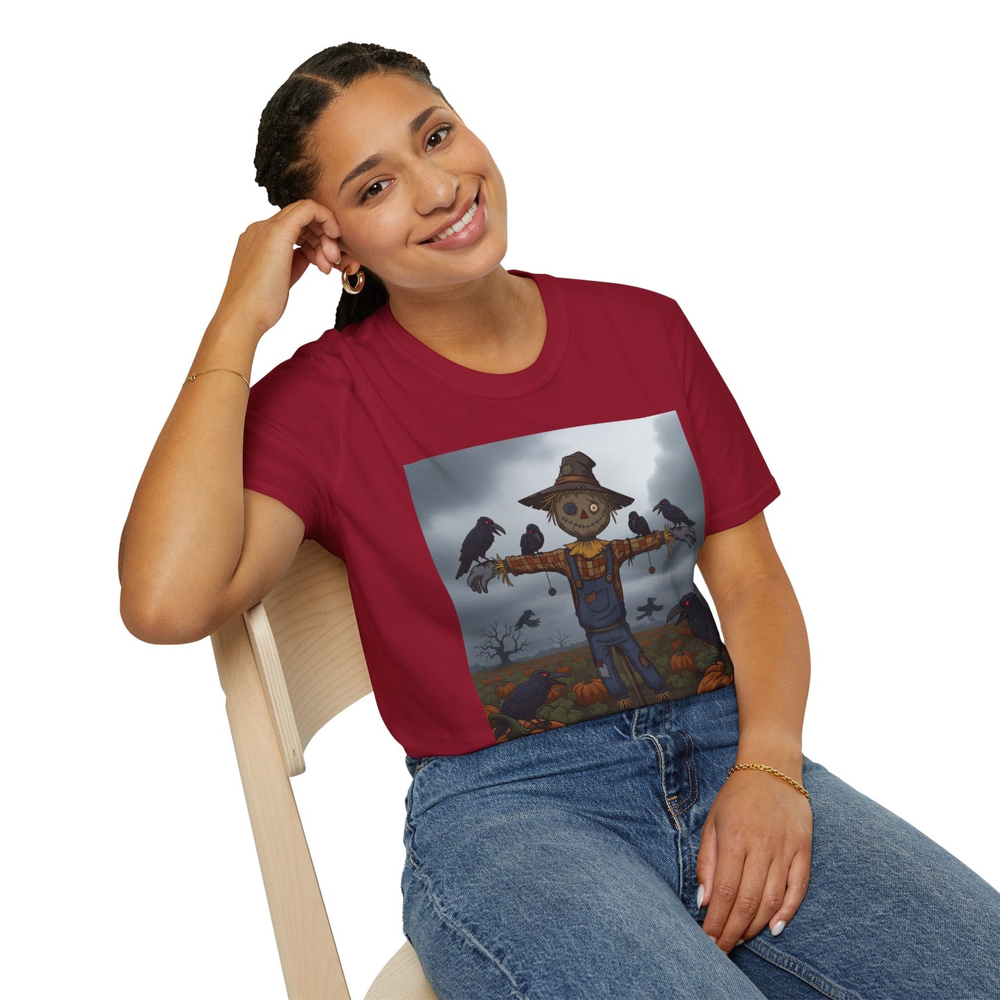 Halloween Scarecrow T-Shirt - Spooky Vibes, Fall Fashion, Unisex Halloween Gift, October Party Tee, Harvest Celebration Wear