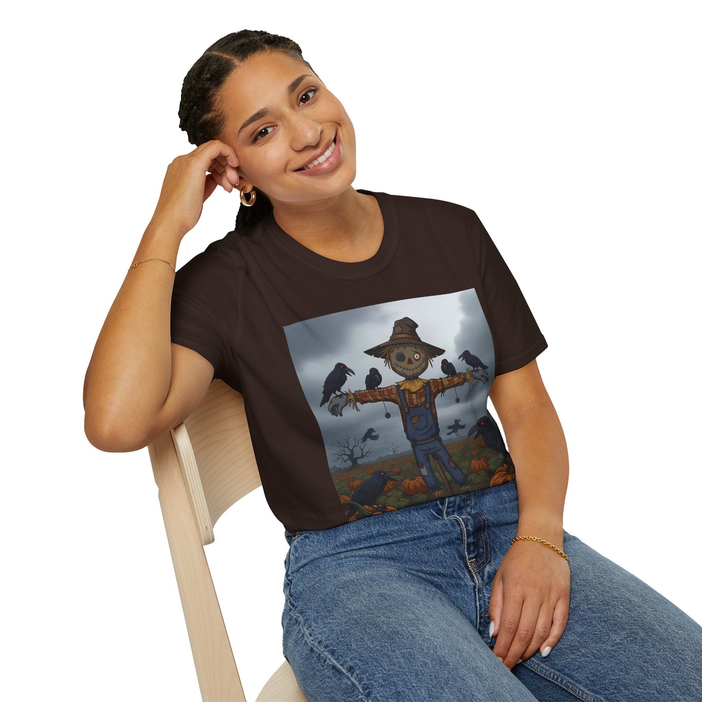 Halloween Scarecrow T-Shirt - Spooky Vibes, Fall Fashion, Unisex Halloween Gift, October Party Tee, Harvest Celebration Wear