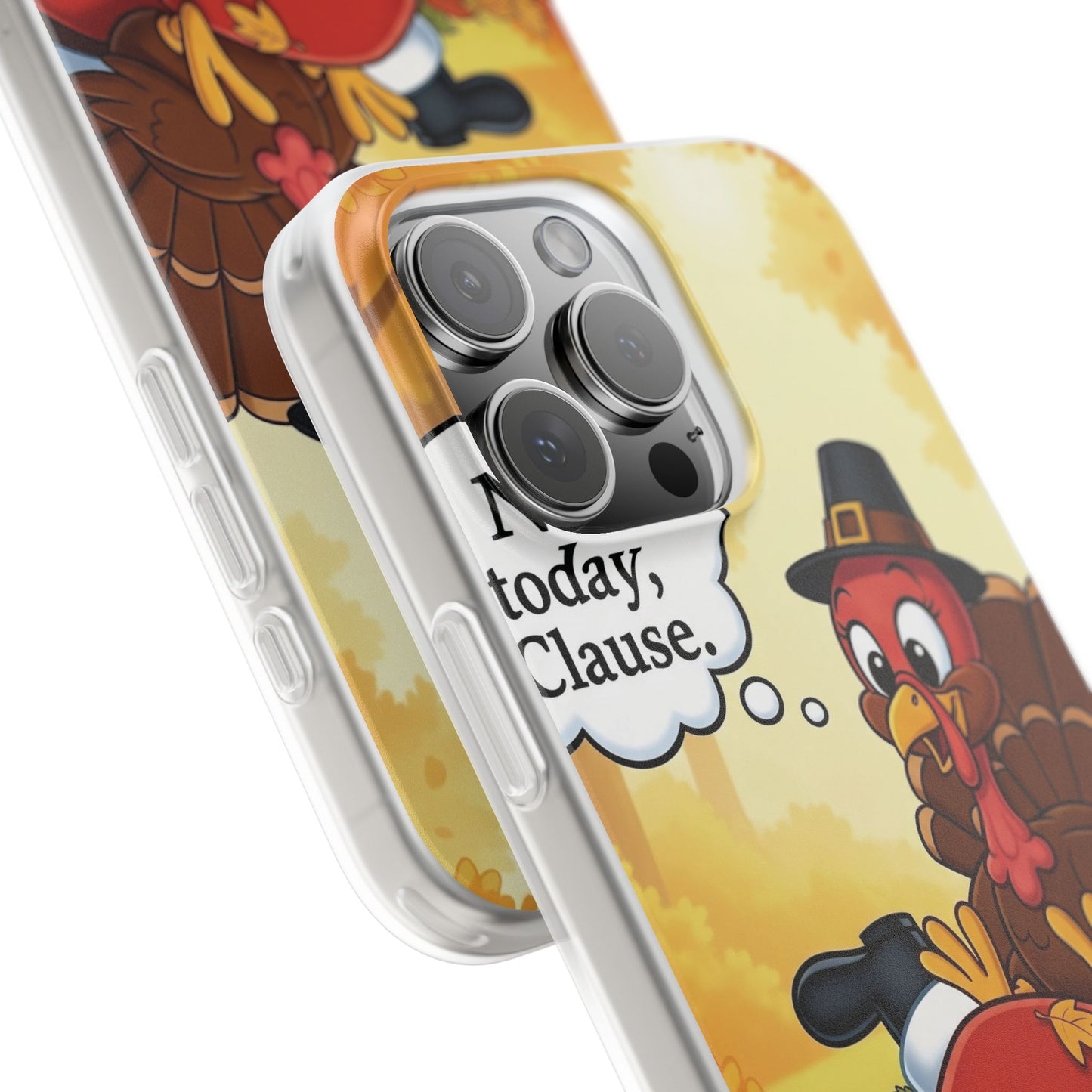 Thanksgiving Flexi Case - Funny Turkey & Santa Design, Holiday Phone Cover, Cute Gift for Thanksgiving, Fall Decor, Unique Phone Accessory