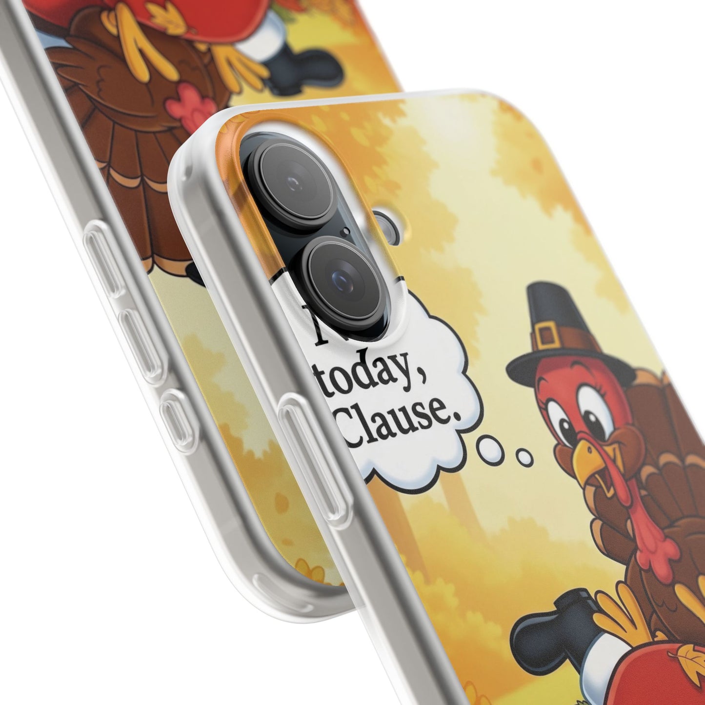 Thanksgiving Flexi Case - Funny Turkey & Santa Design, Holiday Phone Cover, Cute Gift for Thanksgiving, Fall Decor, Unique Phone Accessory