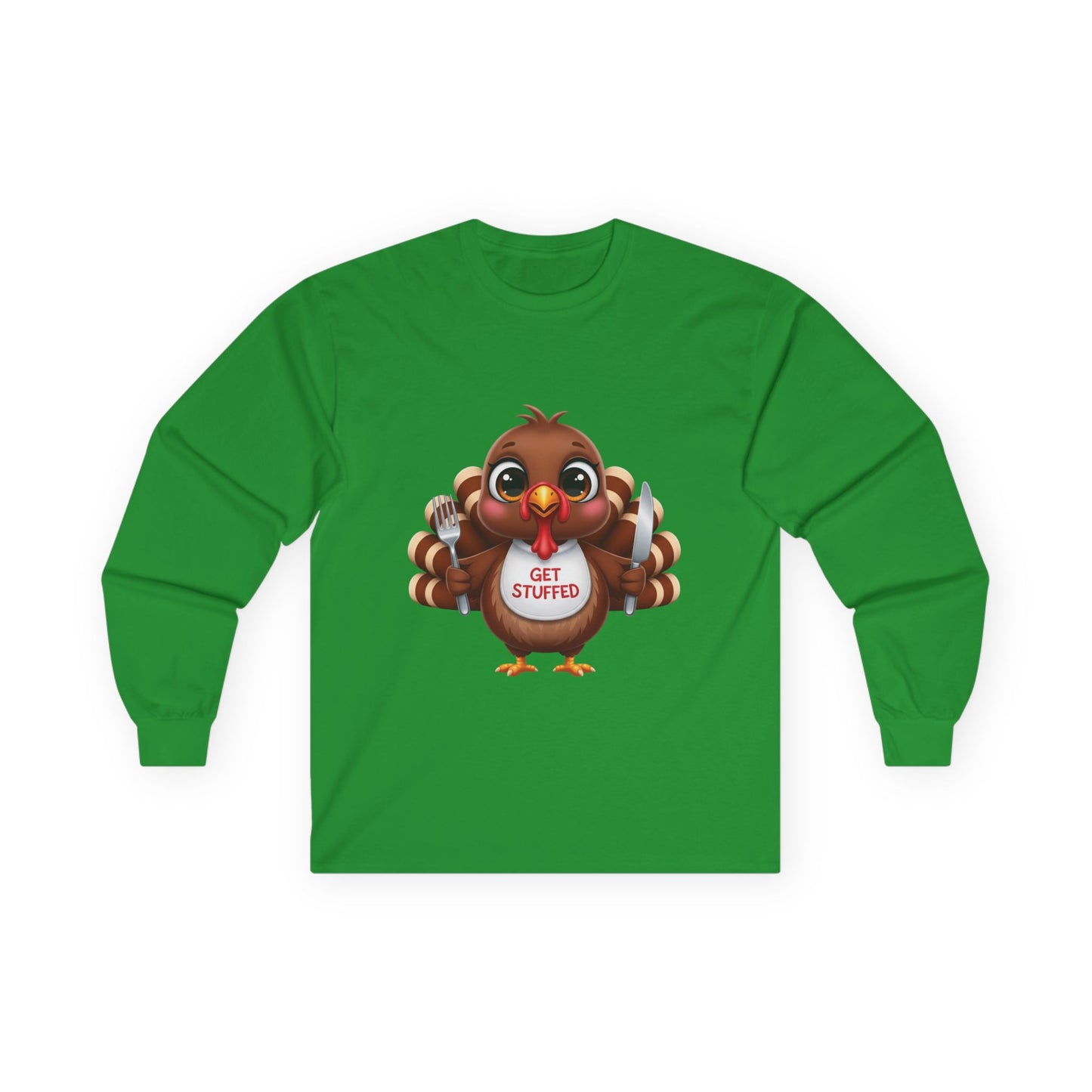 Thanksgiving Long Sleeve Tee, Holiday Shirt, Turkey Graphic Tee, Family Gathering Outfit, Autumn Apparel, Get Stuffed Shirt