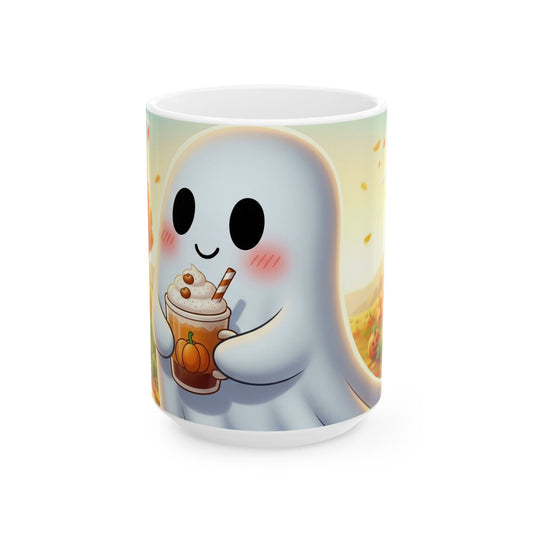 Cute Ghost Pumpkin Ceramic Mug, Fall Decor, Halloween Gift, Cozy Coffee Cup, Seasonal Drinkware