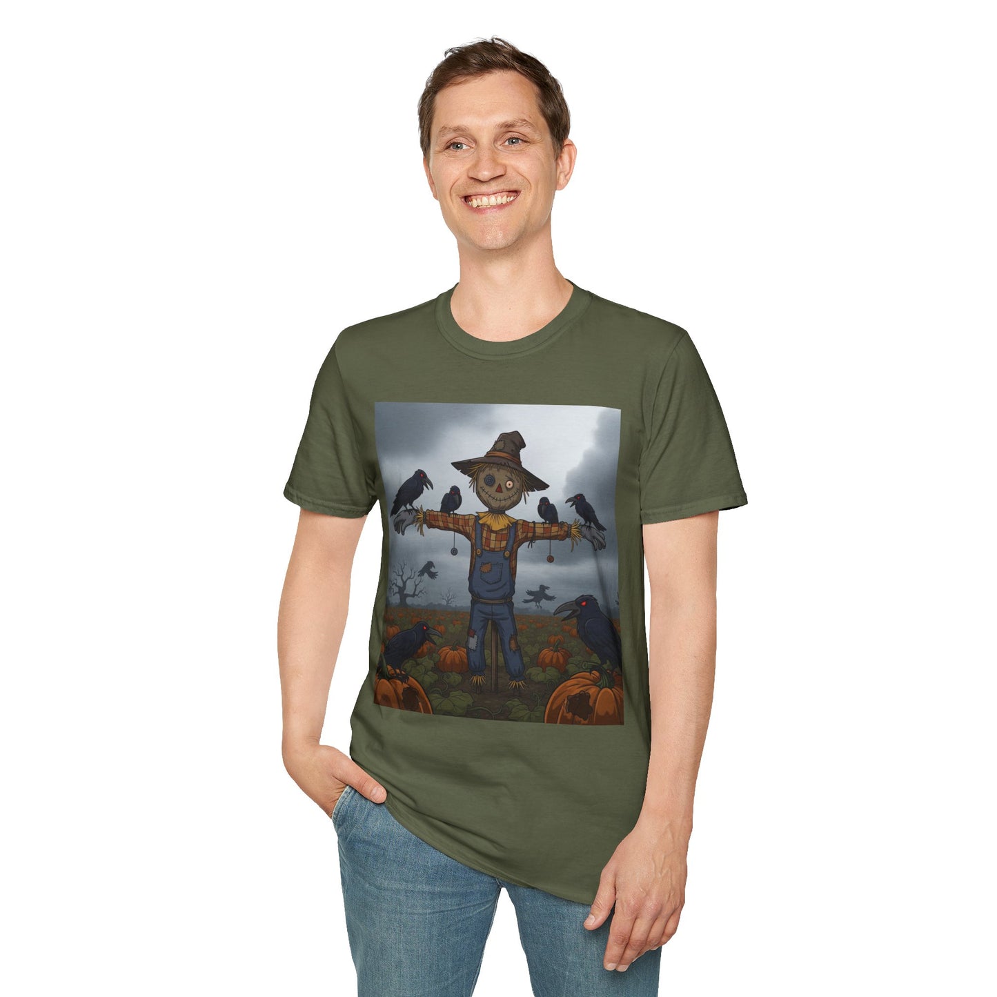 Halloween Scarecrow T-Shirt - Spooky Vibes, Fall Fashion, Unisex Halloween Gift, October Party Tee, Harvest Celebration Wear