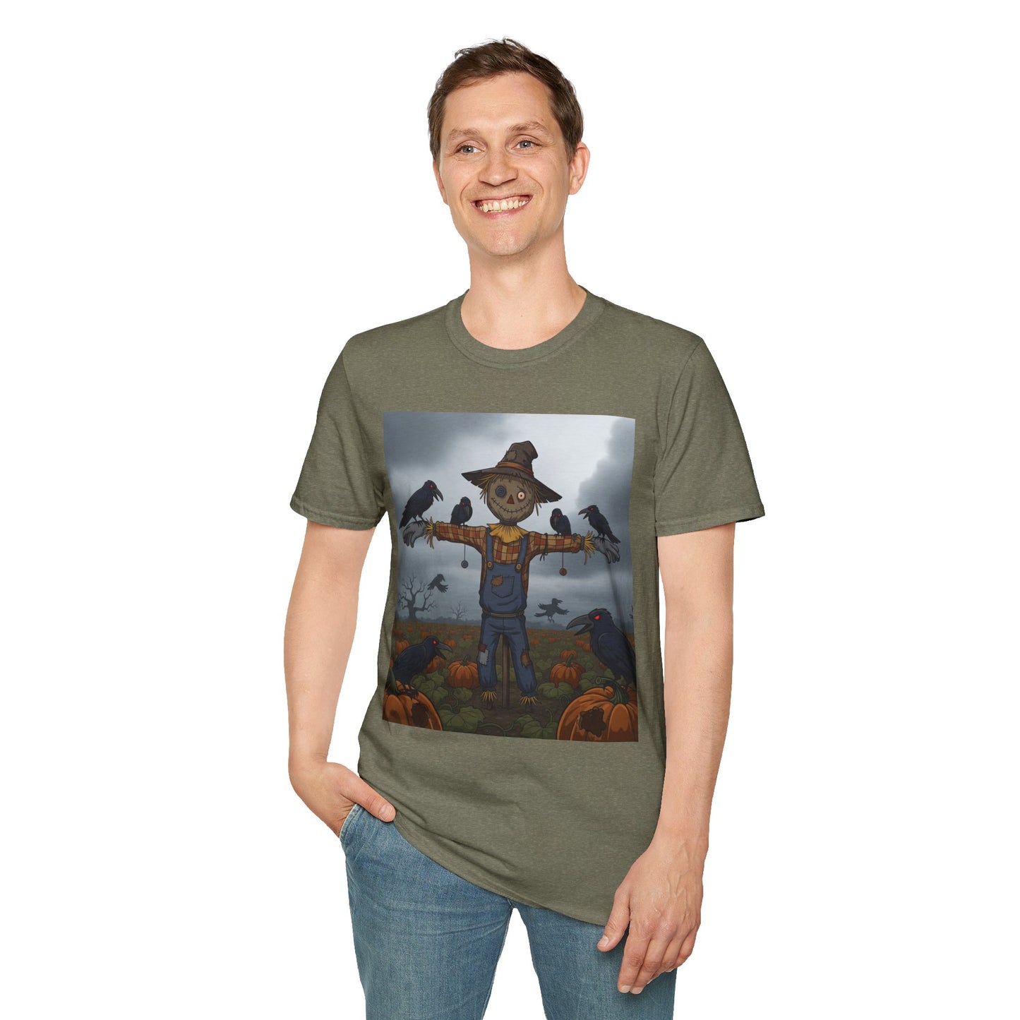 Halloween Scarecrow T-Shirt - Spooky Vibes, Fall Fashion, Unisex Halloween Gift, October Party Tee, Harvest Celebration Wear