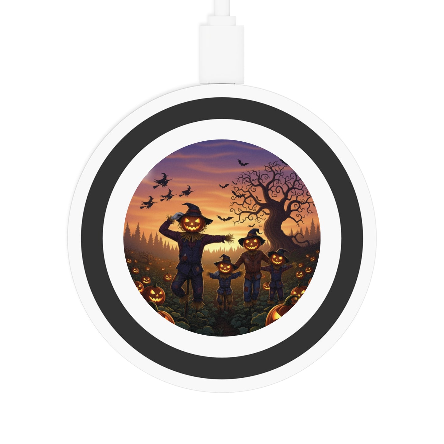 Scary Autumn Wireless Charging Pad, Halloween Decor, Pumpkin Charging Station, Fall Gift, Cute Phone Accessory