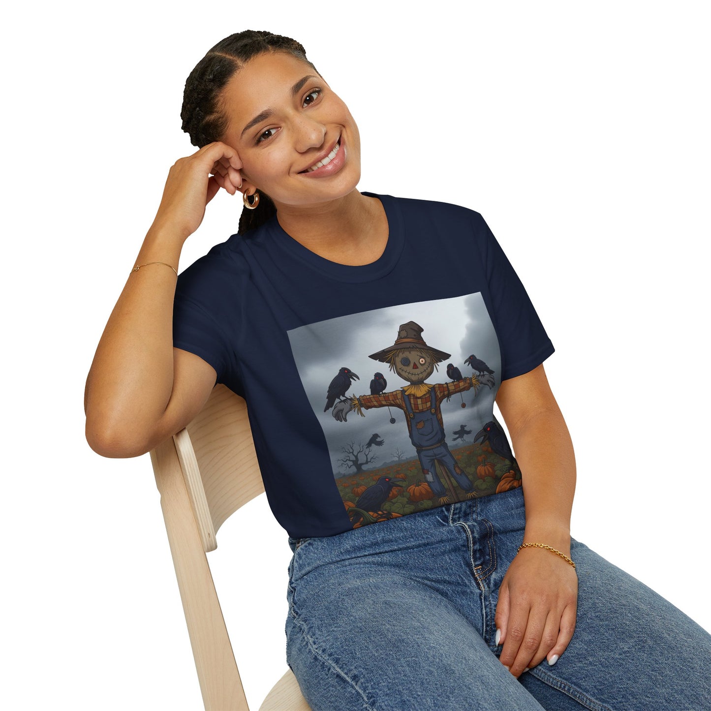 Halloween Scarecrow T-Shirt - Spooky Vibes, Fall Fashion, Unisex Halloween Gift, October Party Tee, Harvest Celebration Wear