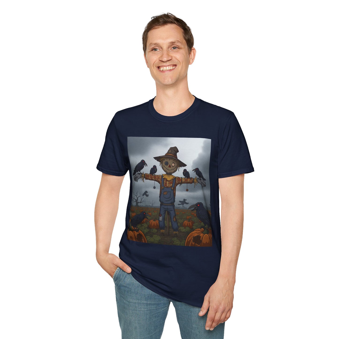Halloween Scarecrow T-Shirt - Spooky Vibes, Fall Fashion, Unisex Halloween Gift, October Party Tee, Harvest Celebration Wear