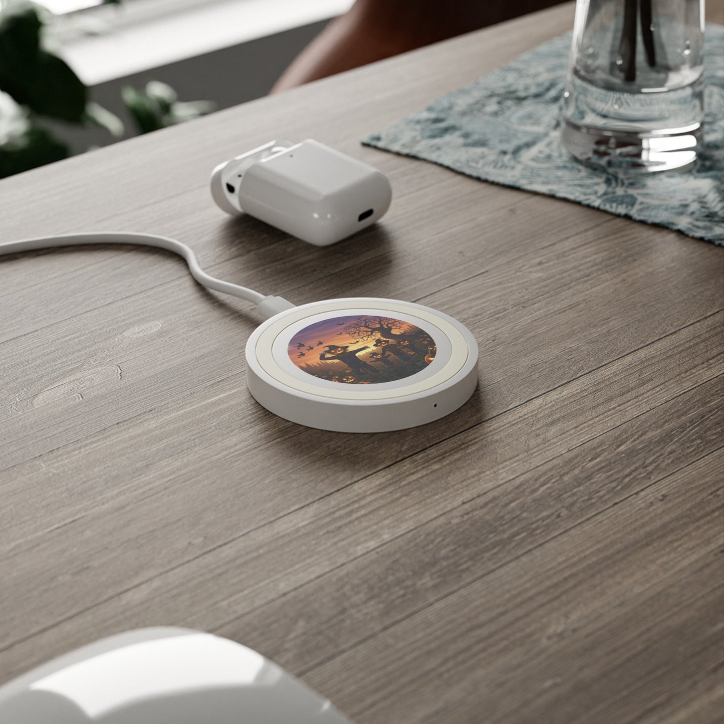 Scary Autumn Wireless Charging Pad, Halloween Decor, Pumpkin Charging Station, Fall Gift, Cute Phone Accessory