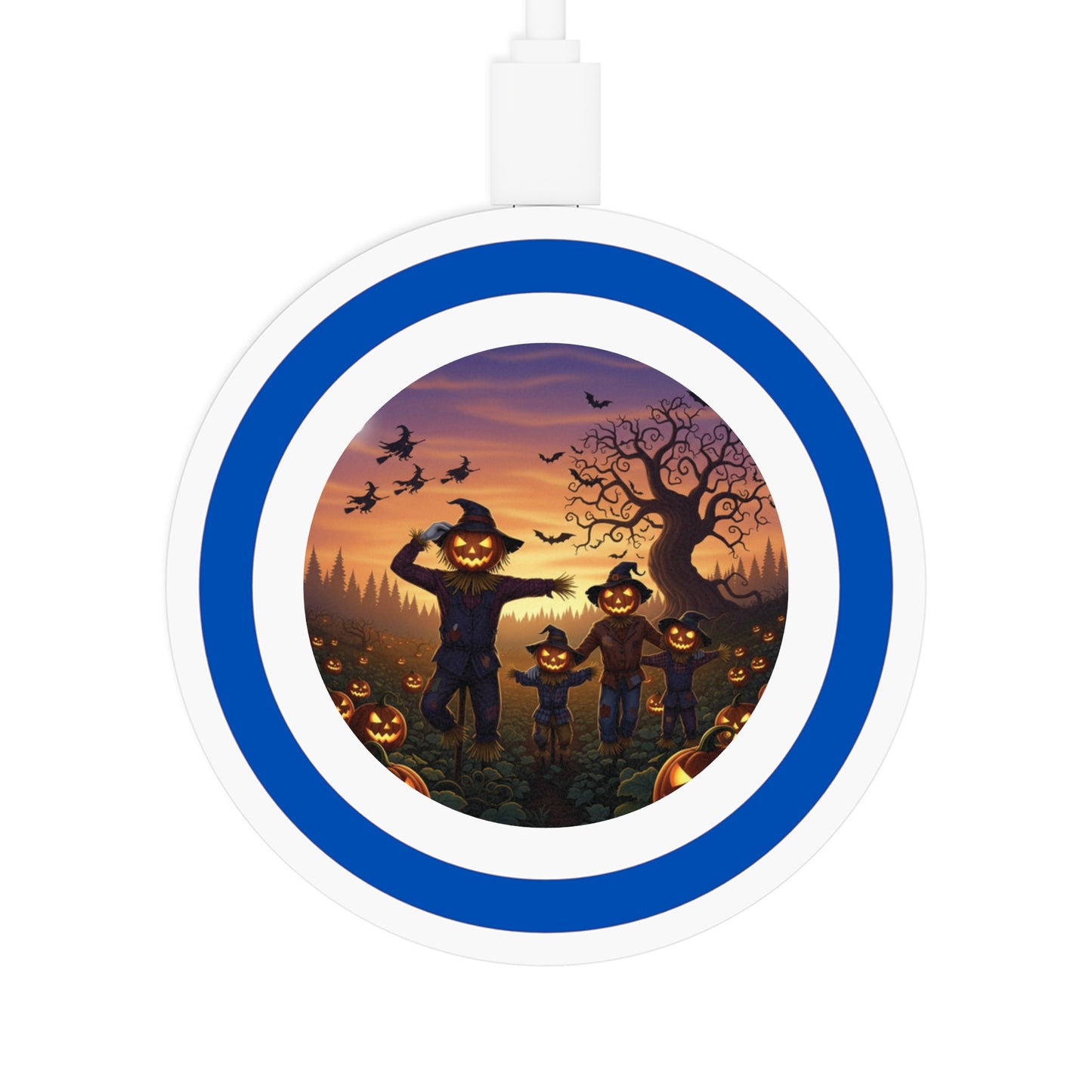 Scary Autumn Wireless Charging Pad, Halloween Decor, Pumpkin Charging Station, Fall Gift, Cute Phone Accessory