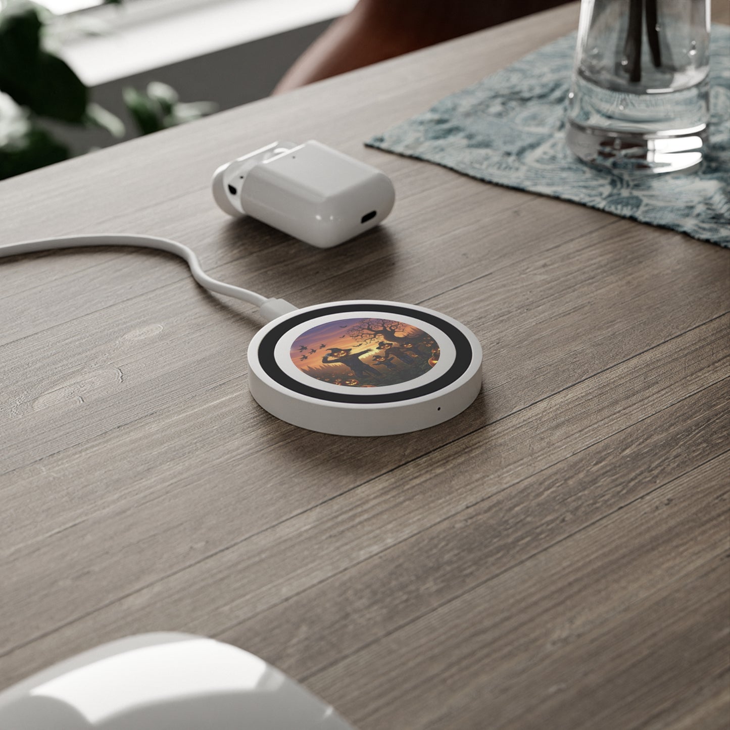Scary Autumn Wireless Charging Pad, Halloween Decor, Pumpkin Charging Station, Fall Gift, Cute Phone Accessory