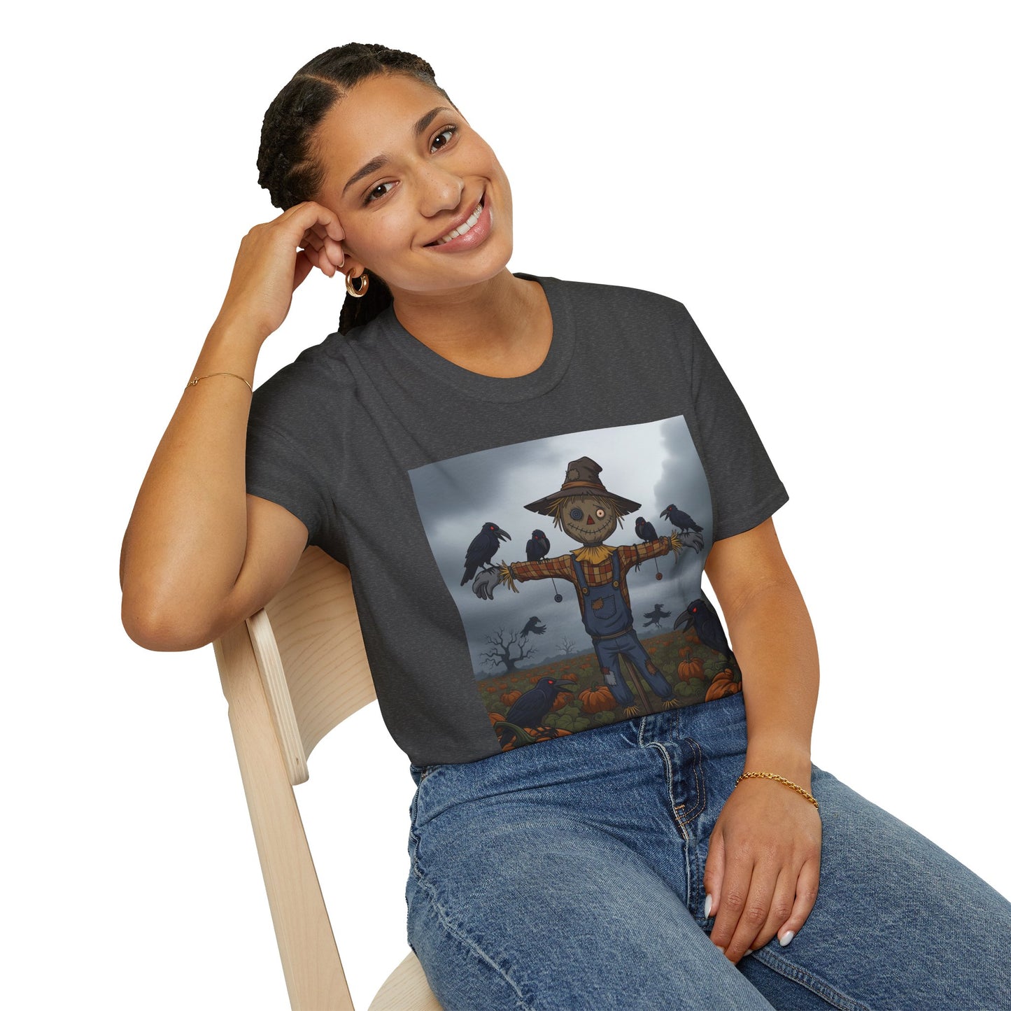 Halloween Scarecrow T-Shirt - Spooky Vibes, Fall Fashion, Unisex Halloween Gift, October Party Tee, Harvest Celebration Wear
