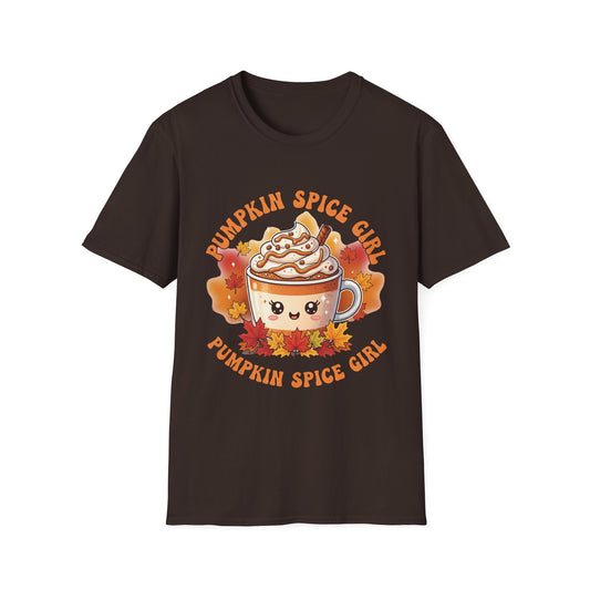 Unisex t-shirt with a whimsical pumpkin spice cup design for fall — view 2