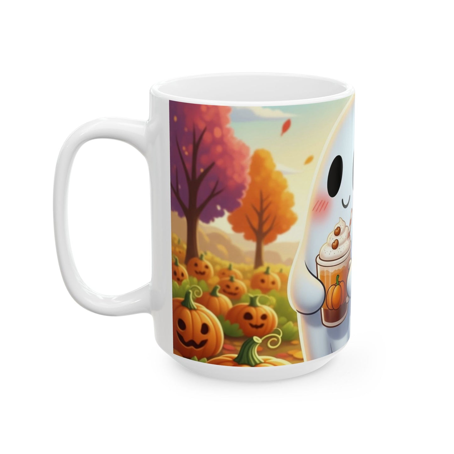 Cute Ghost Pumpkin Ceramic Mug, Fall Decor, Halloween Gift, Cozy Coffee Cup, Seasonal Drinkware