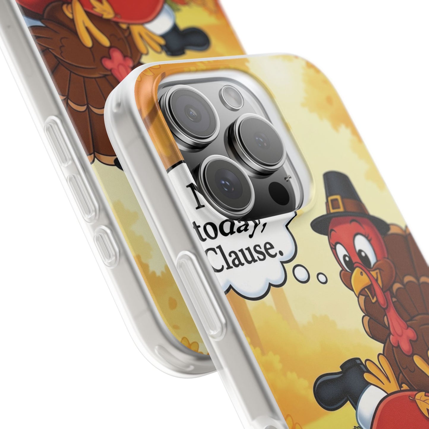 Thanksgiving Flexi Case - Funny Turkey & Santa Design, Holiday Phone Cover, Cute Gift for Thanksgiving, Fall Decor, Unique Phone Accessory
