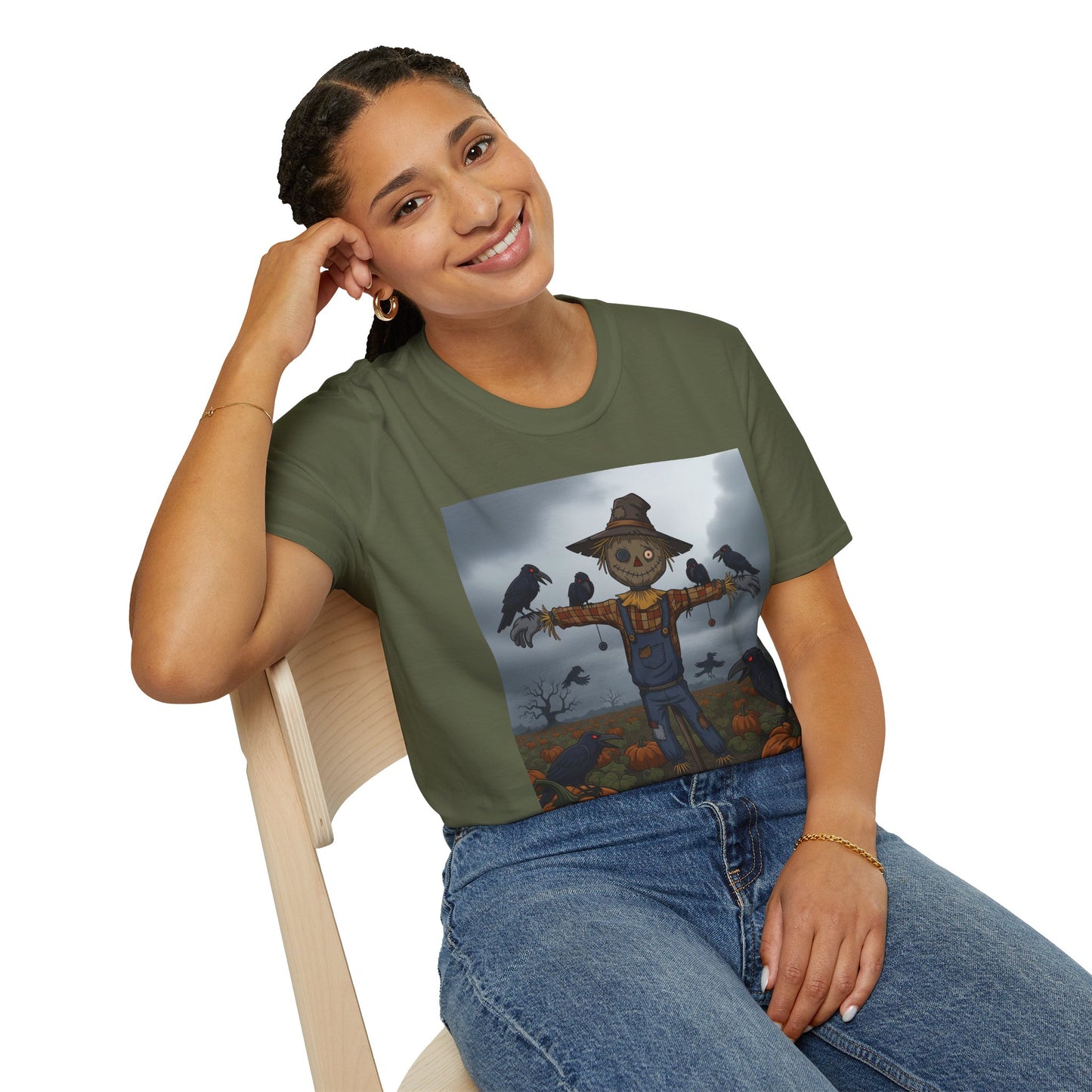 Halloween Scarecrow T-Shirt - Spooky Vibes, Fall Fashion, Unisex Halloween Gift, October Party Tee, Harvest Celebration Wear