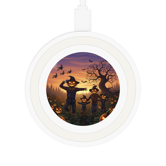 Scary Autumn Wireless Charging Pad, Halloween Decor, Pumpkin Charging Station, Fall Gift, Cute Phone Accessory