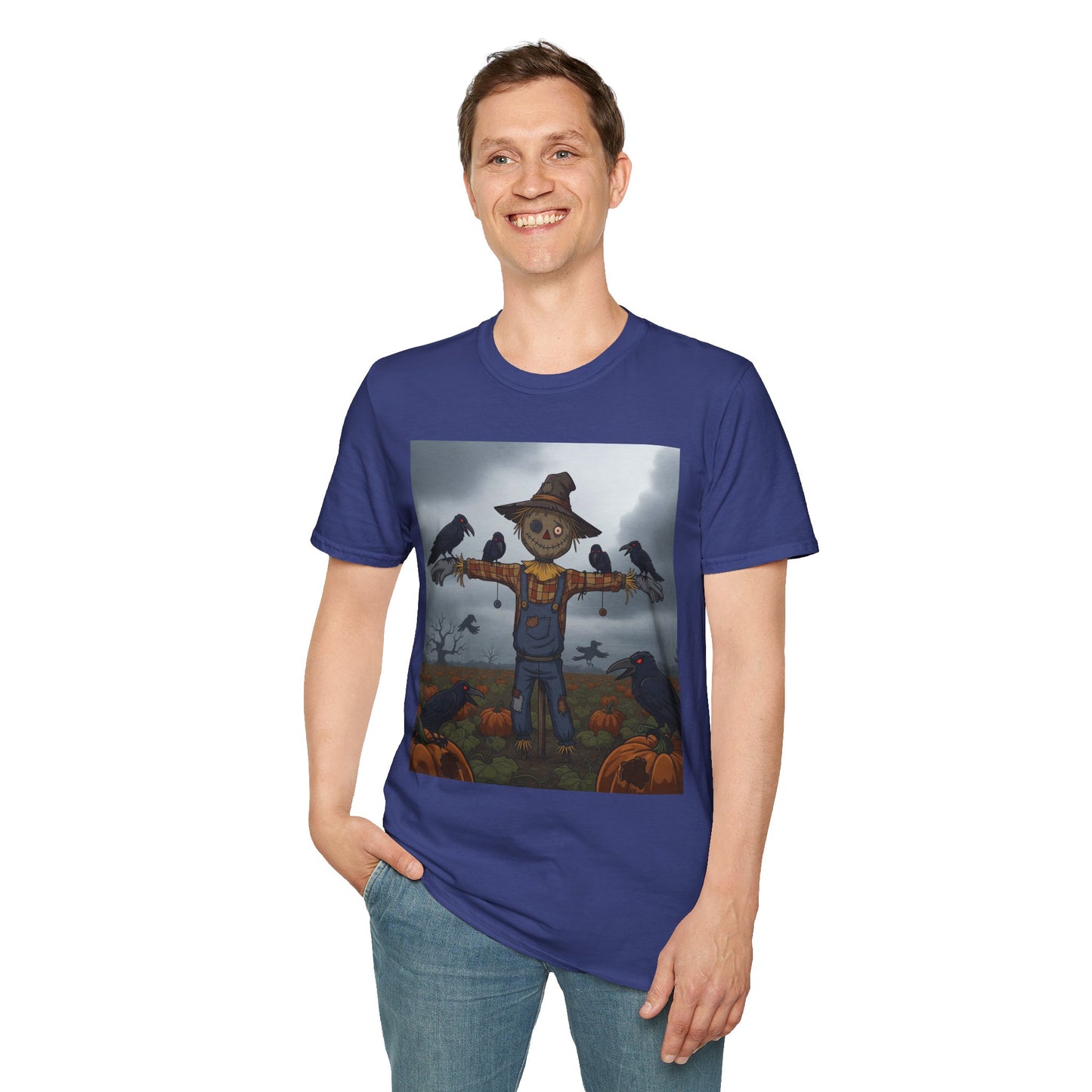 Halloween Scarecrow T-Shirt - Spooky Vibes, Fall Fashion, Unisex Halloween Gift, October Party Tee, Harvest Celebration Wear