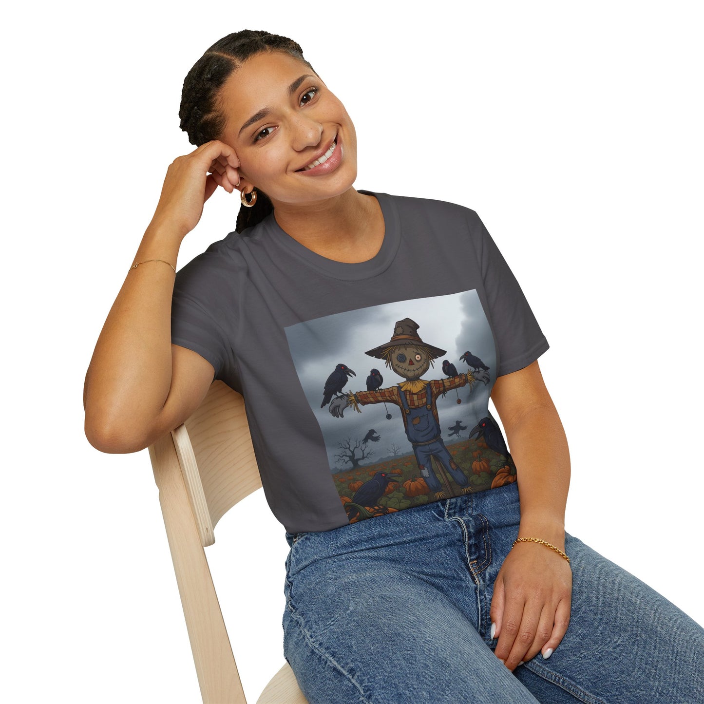 Halloween Scarecrow T-Shirt - Spooky Vibes, Fall Fashion, Unisex Halloween Gift, October Party Tee, Harvest Celebration Wear