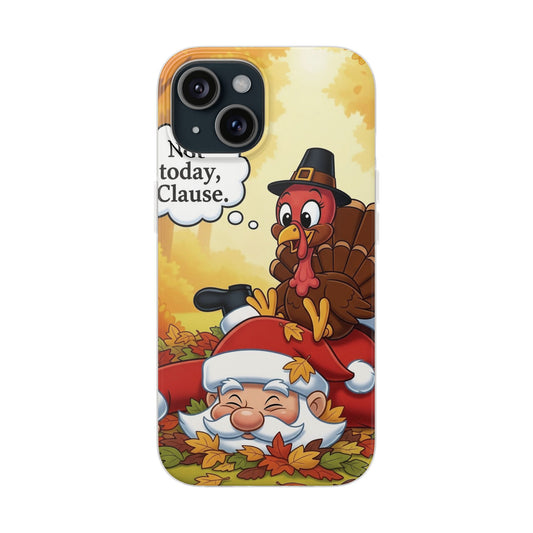 Thanksgiving Flexi Case - Funny Turkey & Santa Design, Holiday Phone Cover, Cute Gift for Thanksgiving, Fall Decor, Unique Phone Accessory