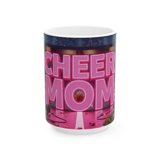 Cheer Mom Ceramic Mug, Perfect Gift for Sports and Cheerleading Events, Fun Mom's Coffee Cup, Cheer Mom Gift, Team Spirit Mug