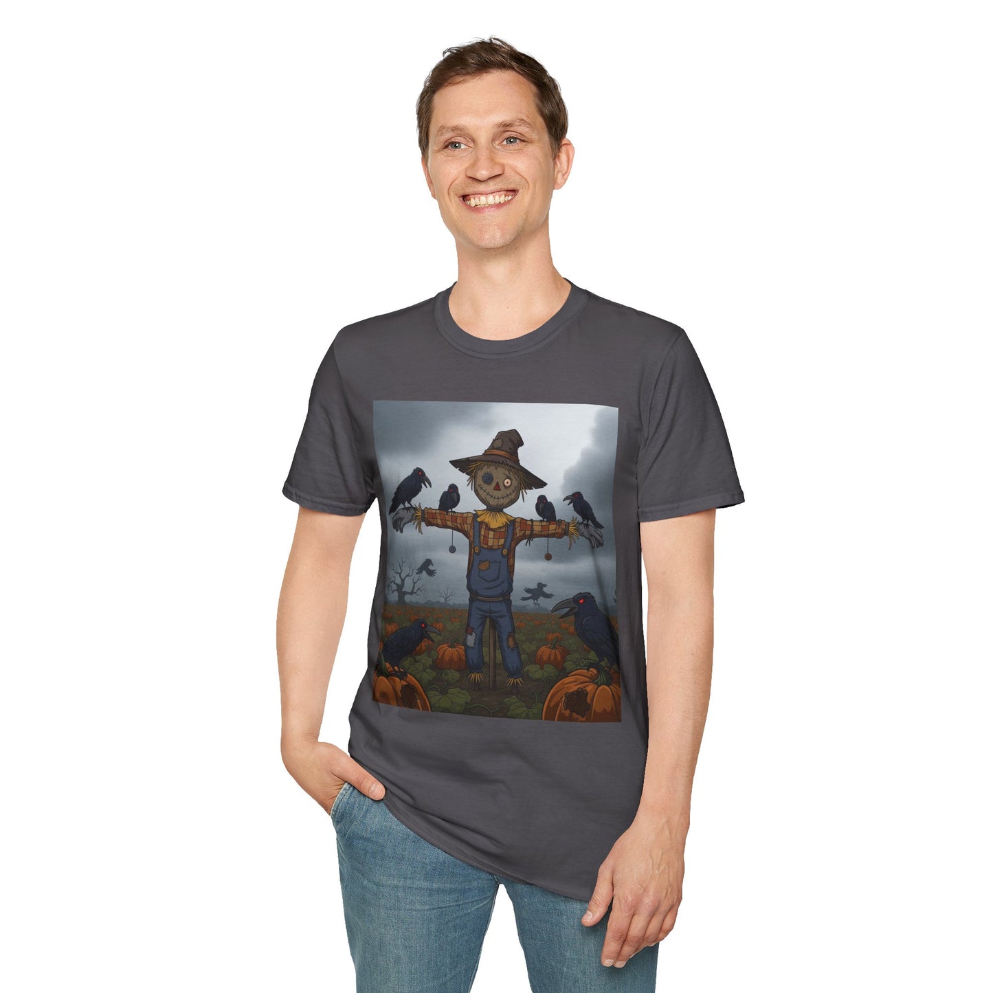Halloween Scarecrow T-Shirt - Spooky Vibes, Fall Fashion, Unisex Halloween Gift, October Party Tee, Harvest Celebration Wear